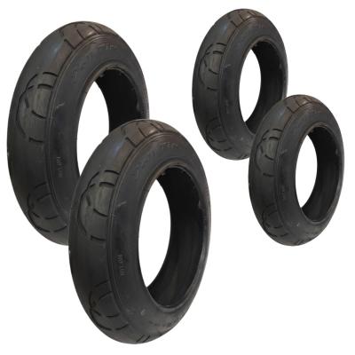Komplet opon SA-259 10x2.0 + 12 1/2 x 2 1/4 do wózków dziecięcych – czarne, zamienniki